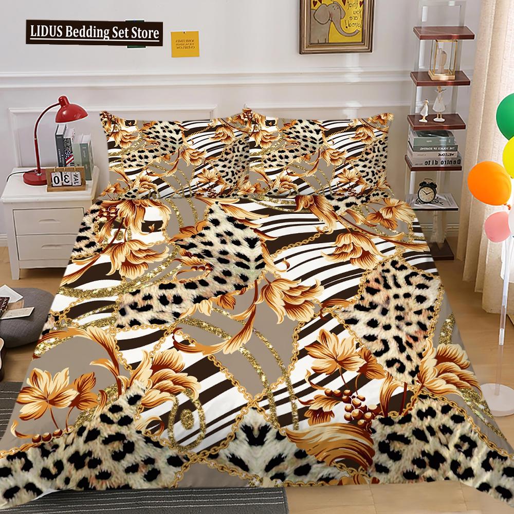 Dark Gold Duvet Cover Set Dull Gold Patterns 3D Luxury Printing Comforter Cover King Queen For Teens Adult Polyester Bedding Set