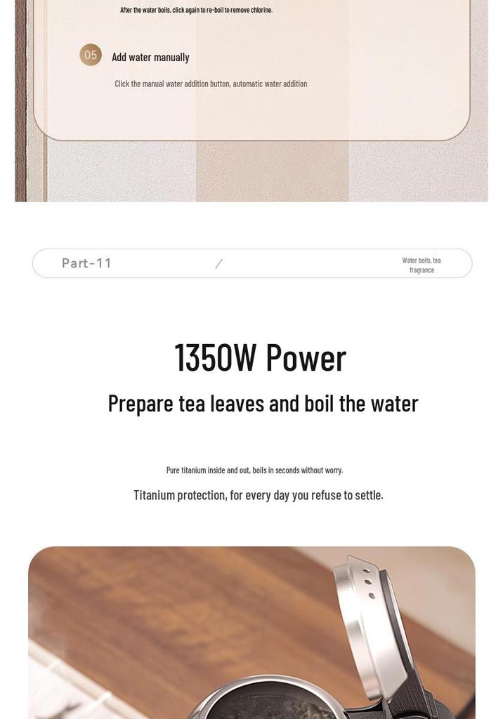 Automatic Titanium Electric Kettle & Tea Table: Keeps Water at Perfect Brewing Temperature