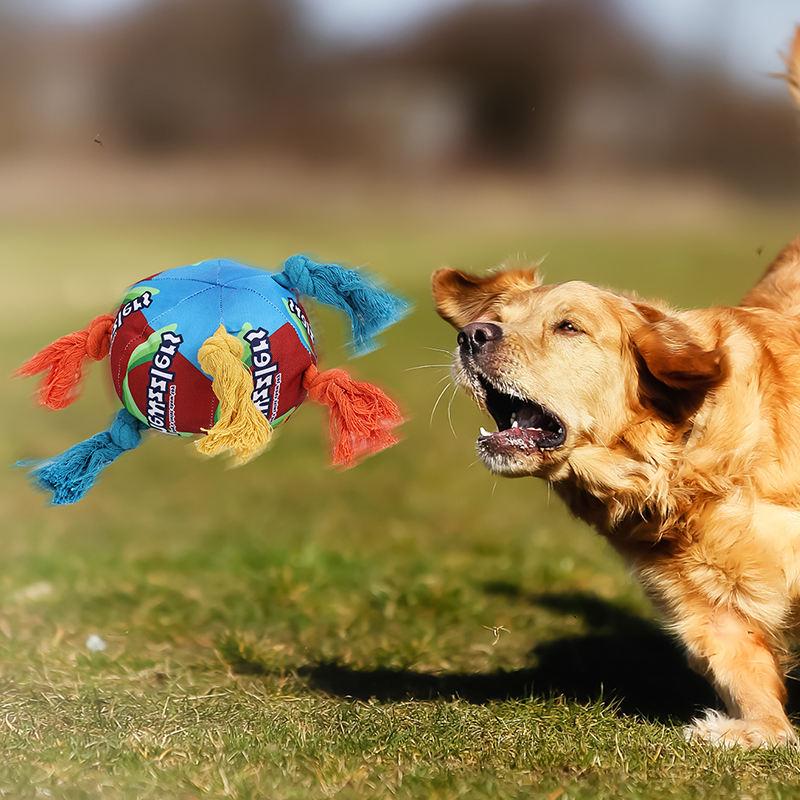 Interactive Durable Modern Animal Print Candy Ball Double Knot Rope Cute Squeak Dog Chew Stuffed Toys for Dog Play