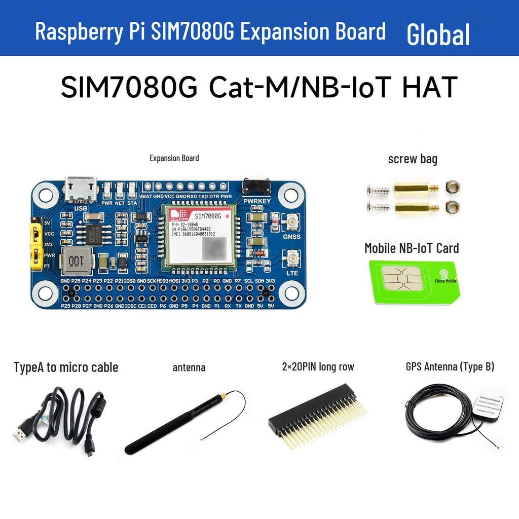 Raspberry Pi 4 SIM7080G IoT Expansion Board - Cat-M, NB-IoT, eMTC, GNSS Connectivity