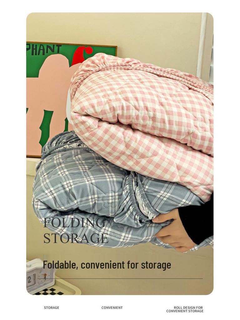 Cloud Cotton Skin-Friendly Thickened Fitted Sheet: Solid Color, Pure Cotton, Non-Slip, Machine Washable.