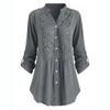 Women Solid Color Lace Splicing Single Breasted Shirt Casual Stand Collar Long Sleeves Plus Size T-Shirt Loose Cotton Blouse