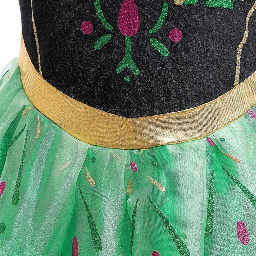 Kids Birthday Snow Princess Green Coronation Gown Halloween Christmas Costume Years Old Gloves Heart Tiara Magic Wand Pendant [Dressy Daisy] 10-11 + +