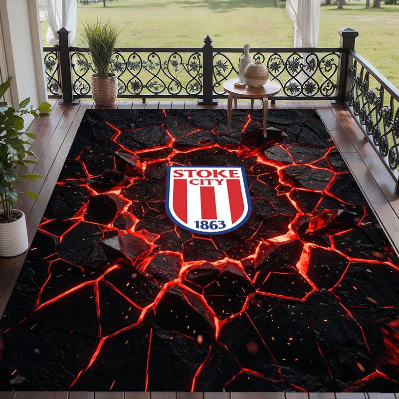 Soft Floor Carpet Stoke City Football Pattern Area Rug Decorative Mat For Home Room Decoration