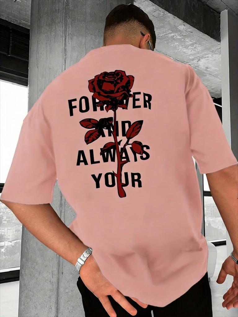 Roseprint Unisex Unisex Pure Cotton Tshirts Outdoor Street Casual Trendy Sporty Loose Comfortable Soft Summer Shortsleeve Clothes