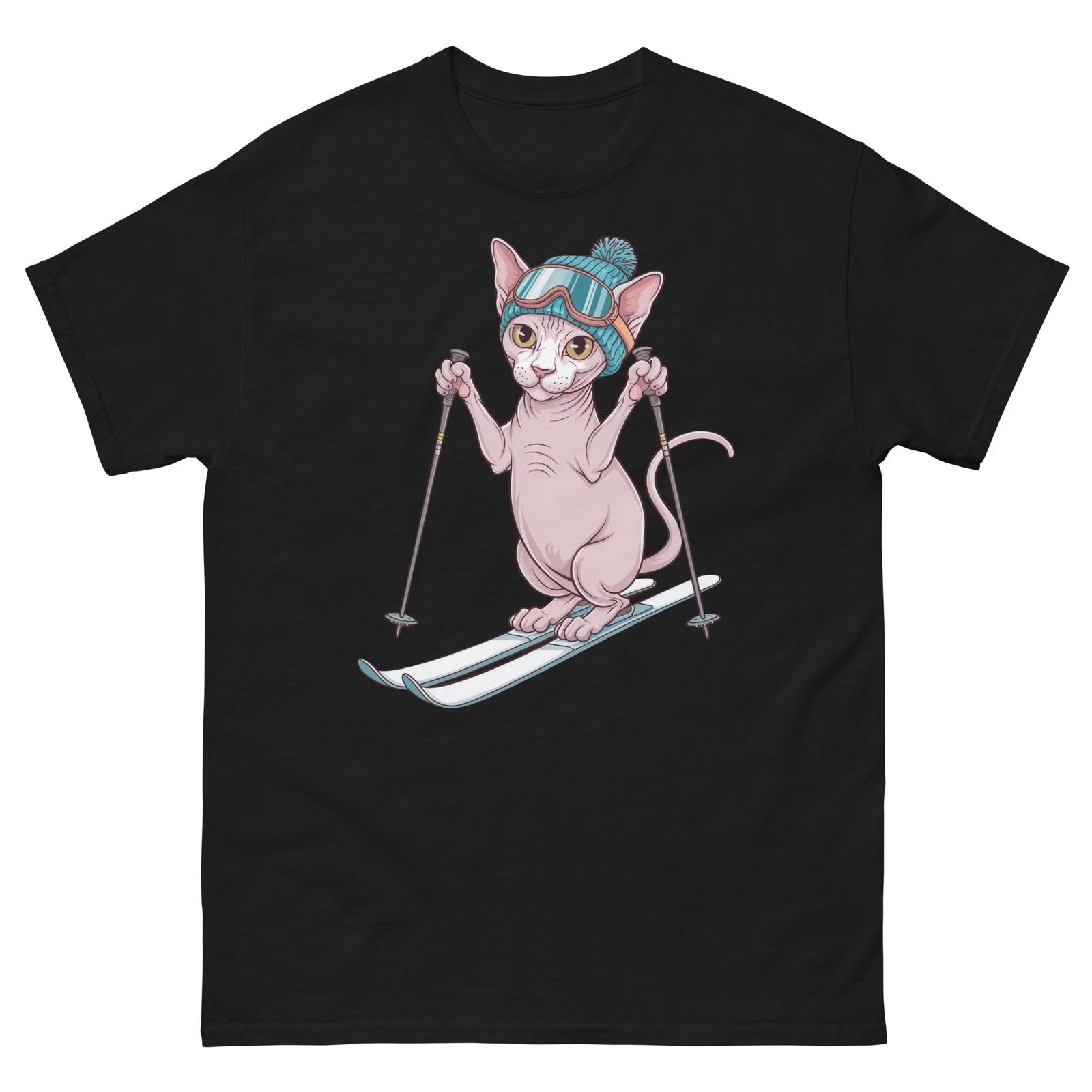 

Sphynx Cat Skiing Fun Ski Skier Shirt T-Shirt XL