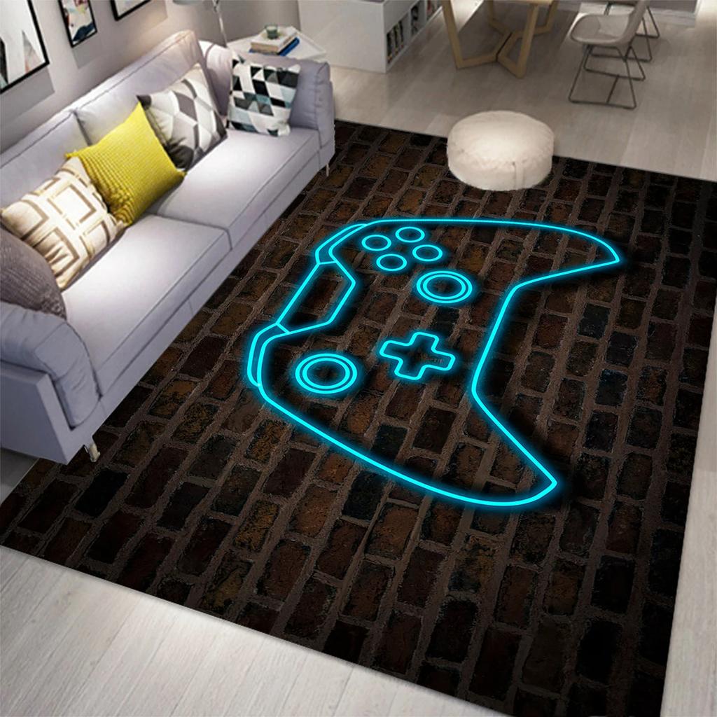 Gaming Area Rug for Kids Boy Bedroom Playroom Living Room Decor Controller Gamepad Carpet Gamer Floor Mat Soft Cool Game Doormat