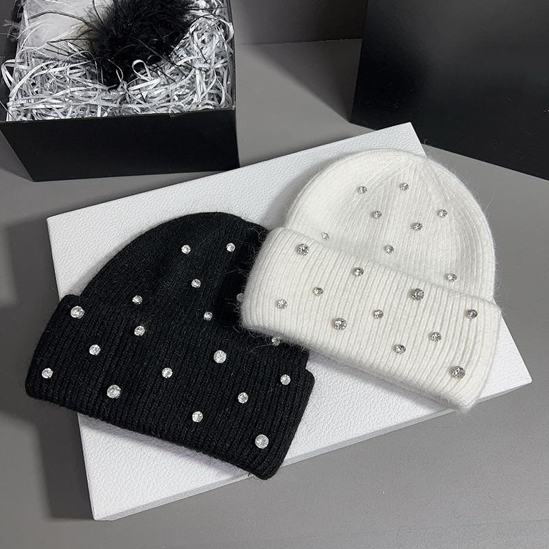 Čepice Kamínky Dámská Zimní Angorová Pletená Čepice Podzimní Hřejivý Měkký Doplněk Do Chladného Počasí Sport Lyžování Venkovní Dovolená
