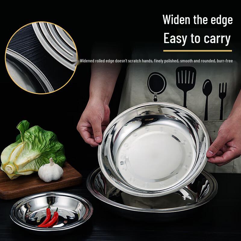 NHZHIW Edelstahl Runde Servierplatte