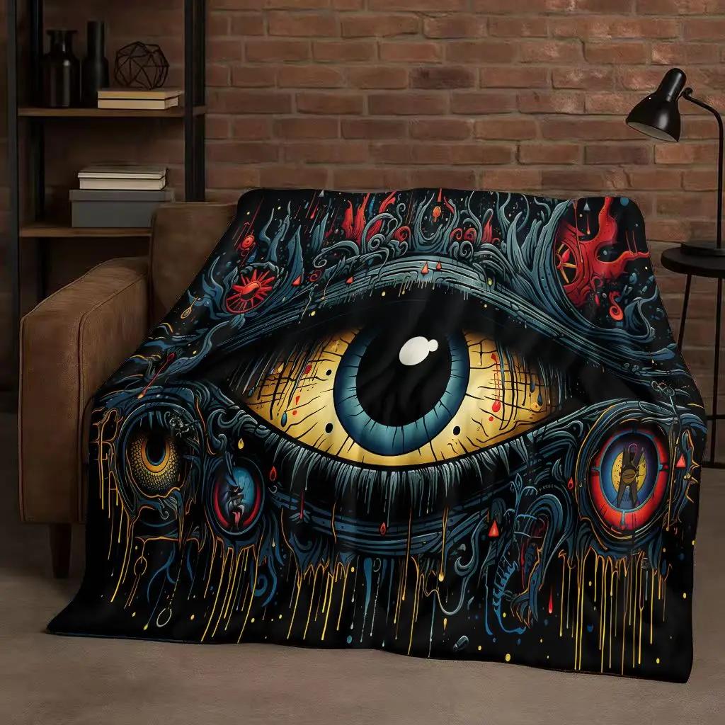 3D Freemasonry All Seeing Eye Symbol Evil Eye Flannel Blanket,Ultra Soft Warm Plush Throw for Home Bedroom Bed Sofa Cover Kids