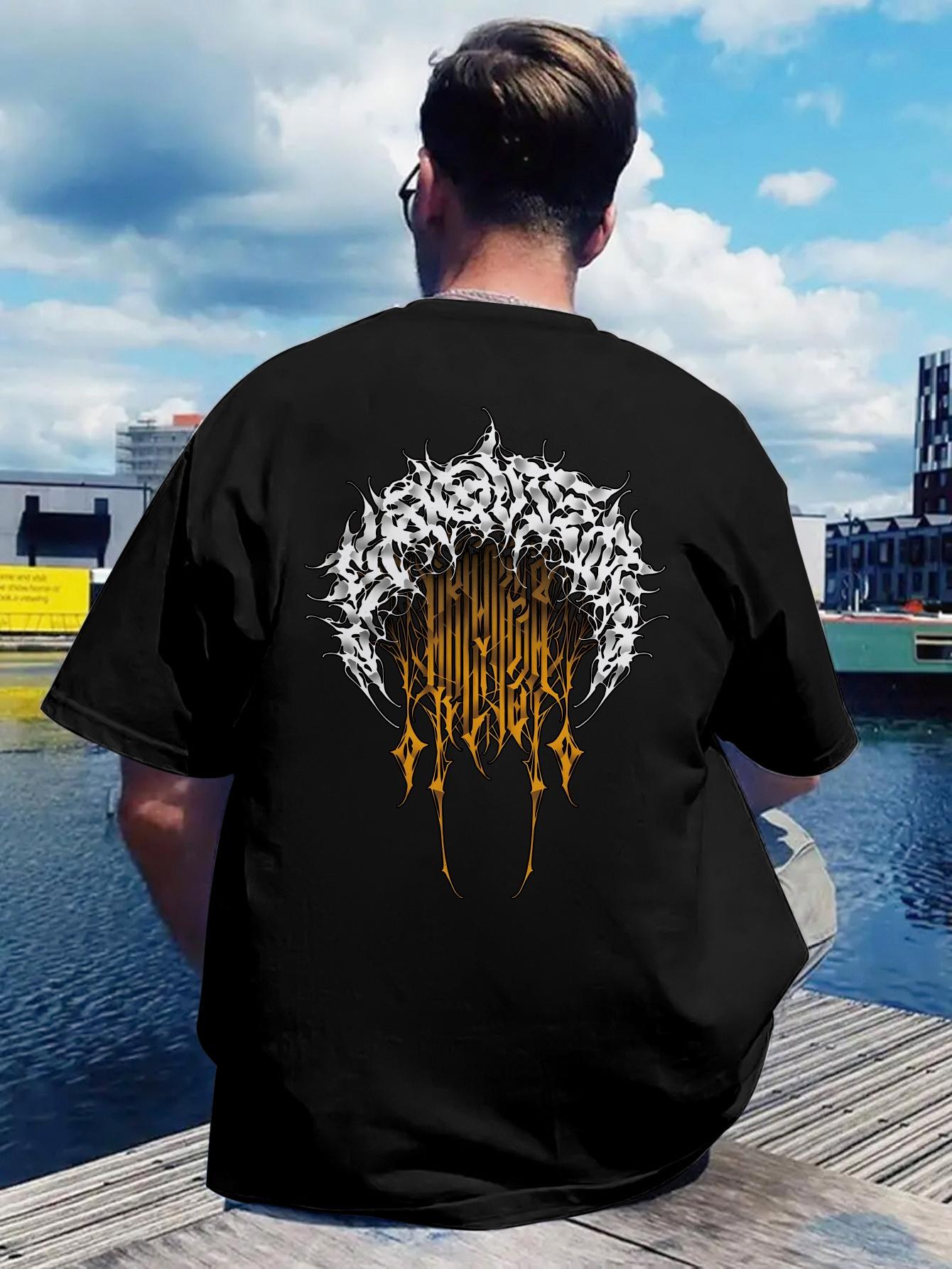 Black T-shirt - Back Print with Moebius Strip Graphic in White & Golden S