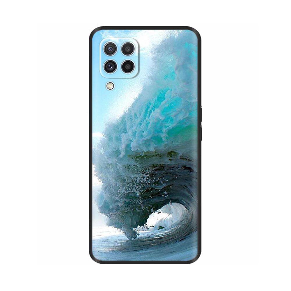 For Samsung A12 M12 F12 Case Stylish Painted Cover Soft Liquid Silicone Phone Case For Galaxy A12 A M F 12 Fundas TPU Capa Black