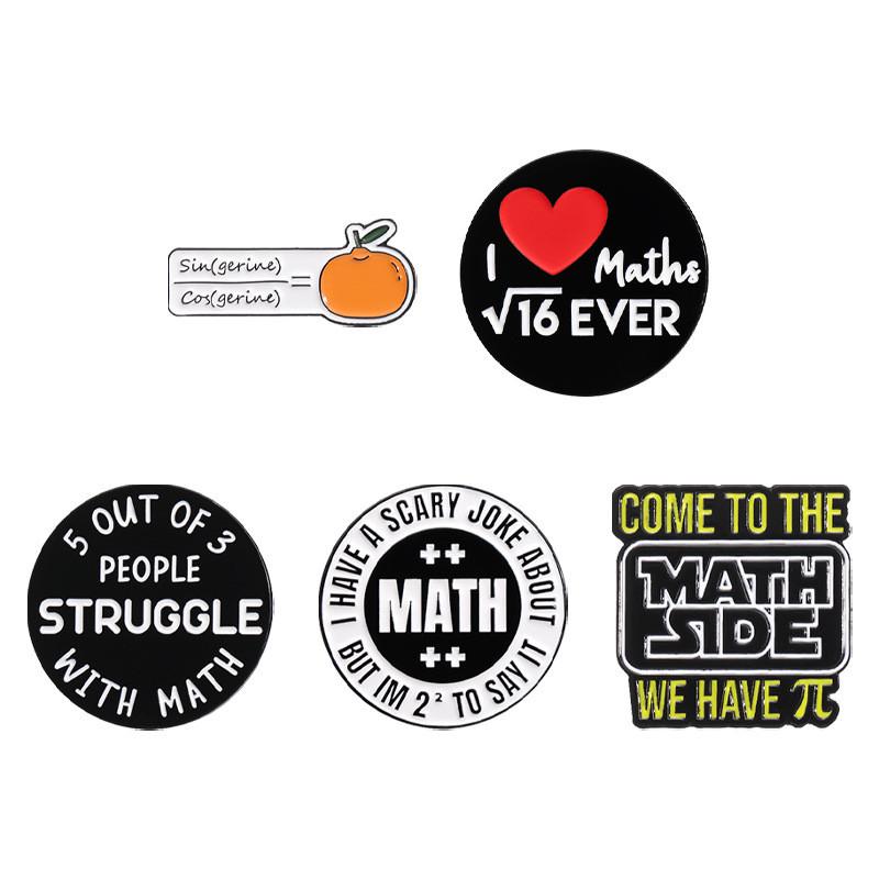 Academic Math Creative Series Cartoon Brooches Unique Metal Pins For Gifts Students