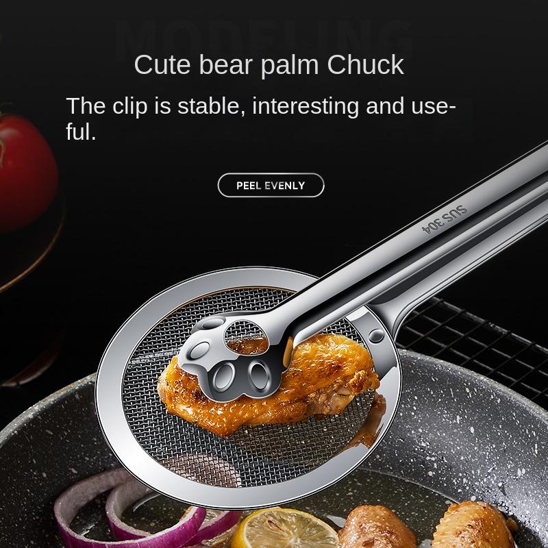 304 Stainless Steel Food Clip Household Fried Oil Separator Spoon Filter Drain Oil Clip Multi-functional Oil Separator Oil Separator Clip
