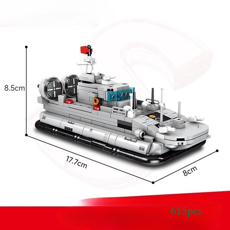 615 szt. 4 w 1 seria wojskowa poduszkowiec Navy Bison klocki do składania zabawki dla dzieci