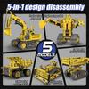 K96173 555PCS 5-in-1 Programmable Engineering Vehicle Remote Control Building Blocks for STEM Learning Creative Play