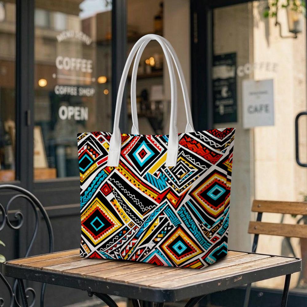 Bohemian Geometric Pattern Tote Bag Fashion Casual Large Capacity Daily Ladies Shoulder Handbag