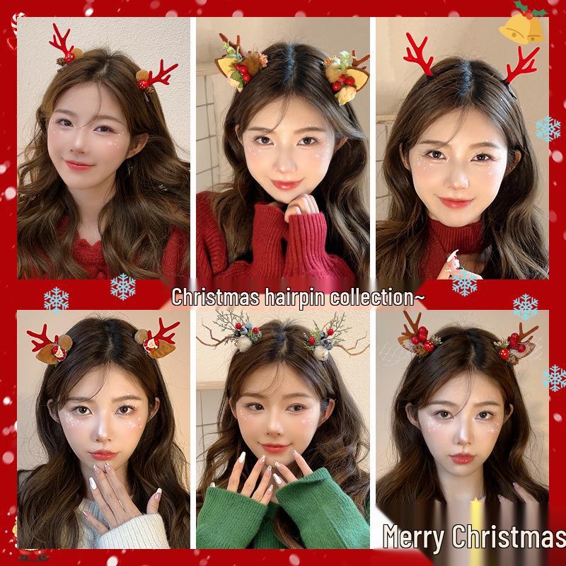 Mori Style Reindeer Antler Hair Clips for Adults - Festive Christmas Party Accessories