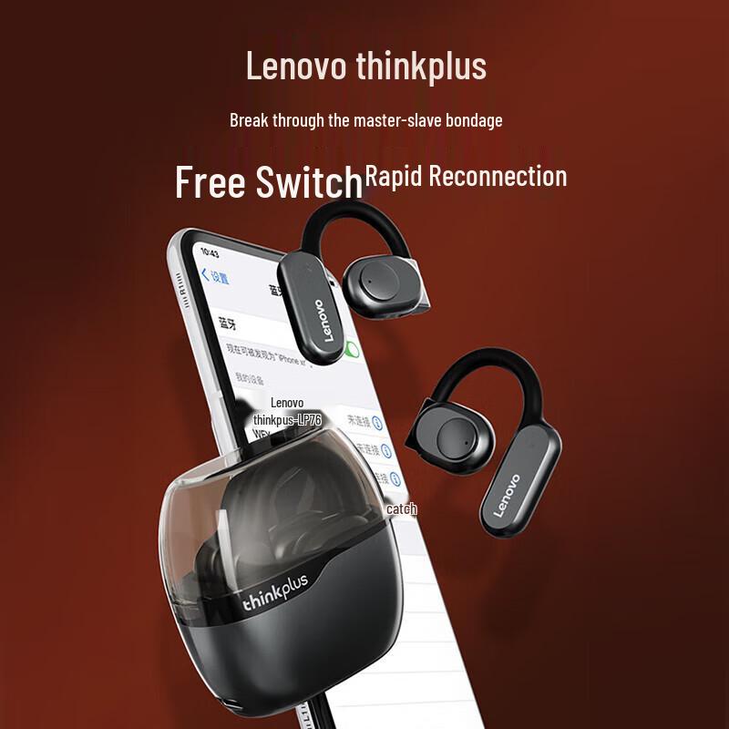 Lenovo LP76 Open-Ear Bluetooth Sport Ear-Hook Headphones