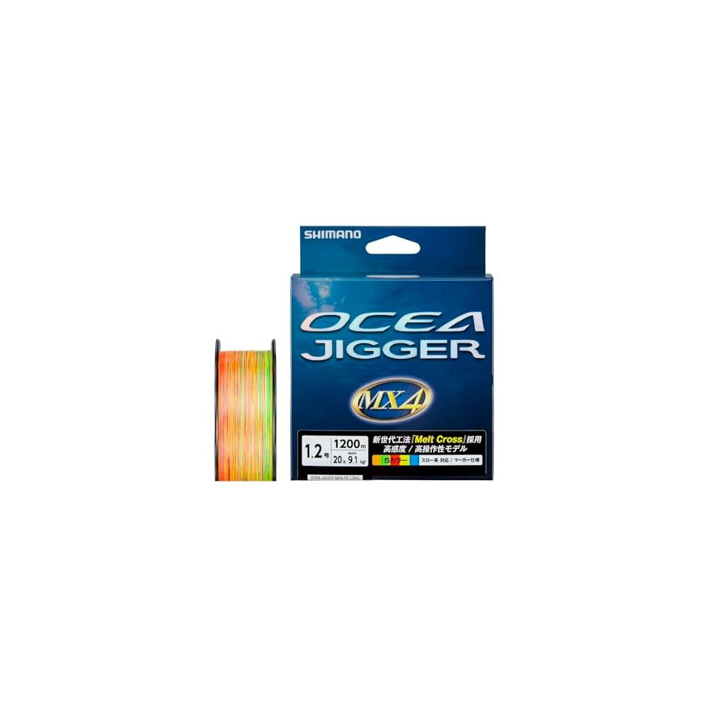 Шнур плетеный Shimano Ocea Jigger MX4 1200м 1.2мм (20 фунтов) Многоцветная леска
