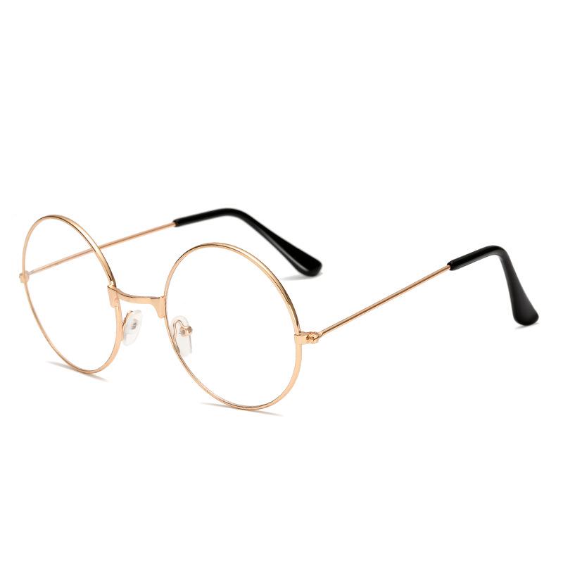 Literary Retro Round Metal Eyeglass Frames for Men and Women