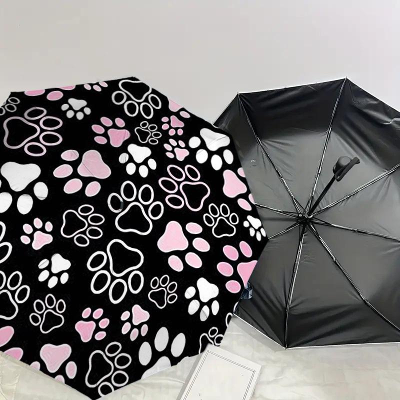 1 st Tassavtryck Mönster Paraply Design Automatiskt Öppnings- och Stängningsparaply, Högkvalitativt Reseparaply, Lätt och Bärbart, -08