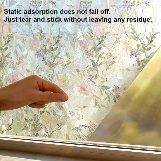 Fenster Sichtschutzfolie Buntglas Blumen Fensteraufkleber Statisch UV-Schutz Bunte Aufkleber für Glasfenster Türen