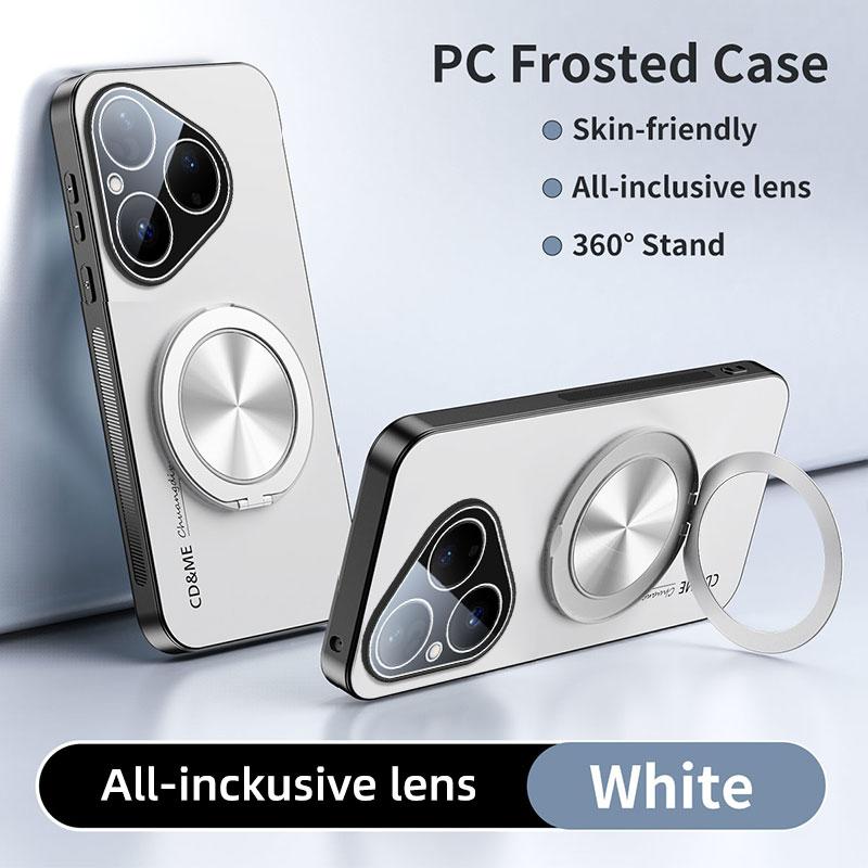 Luxury AG Matte Case For Huawei Pura 80 70 Ultra 70 Pro Magnetic PC Frosted 360 Degree Bracket Stand Protective Cover