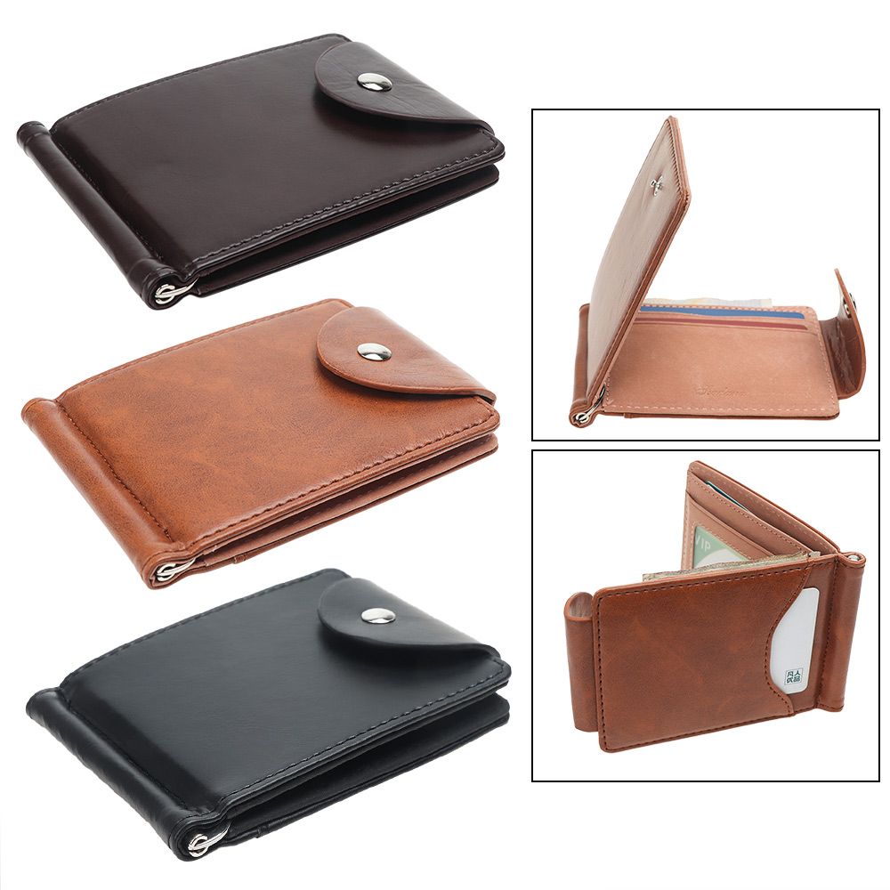 Portable Short Wallet PU Leather Money Clips ID Credit Wallet Card Bag Money Bag