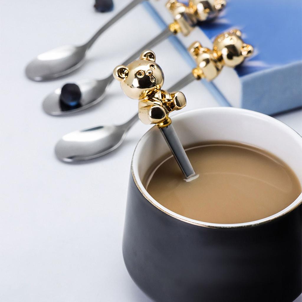 6 PCS Bear Shape Appetizers Cake Spoons/Fruit Forks Stainless Steel Material Coffee Spoons/Dessert Forks Party Supplies