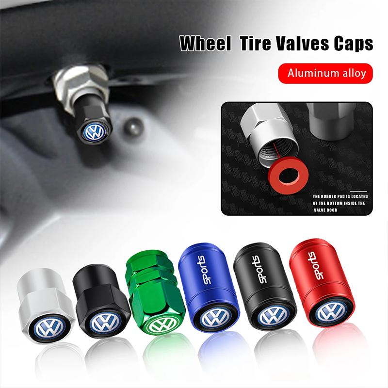 3D Aluminum Alloy Car Wheel Tire Valve Caps Stem Caps Dustproof For VW Golf Tiguan Jetta Transporter Passat T5 Polo Touran CaddyNI9