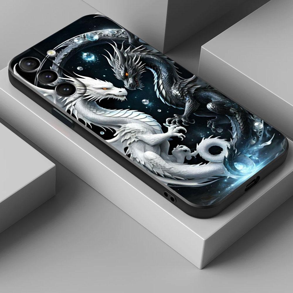 Cute Black White Dragon S26Ultra Case For Samsung Galaxy S26 S25 S24 S23 S20 S21 FE S22 Ultra S25 Plus 5G Cases Soft Phone Cover