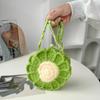 Handmade Crochet Shoulder Bag With Sunflower Motif Small Round Knitted Tote Daily Use