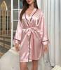 Women's Home Pajamas With V,neck Bathrobe And Nightgown