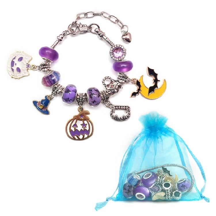 Horror Charm Bracelet DIY Halloween Link Chain Pumpkin Black Cat Bracelets