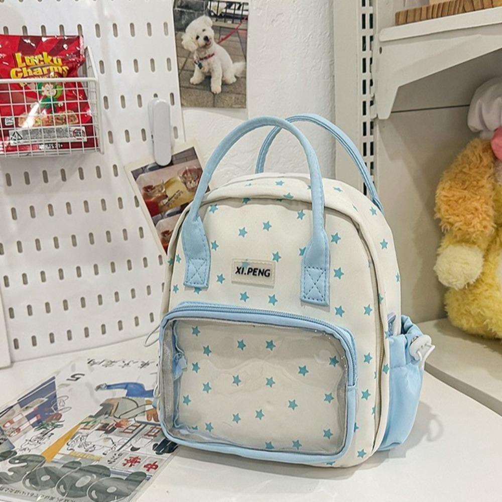 Dual Purpose Transparent Itabag Star Print Y2k Backpacks Transparent Pocket Backpacks  Children