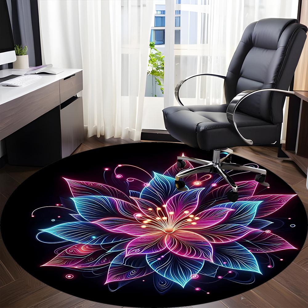1pc Neon Lotus Chair Carpet for Office Non-Slip Mat for Office - Decorative Floor Mat yy251030257