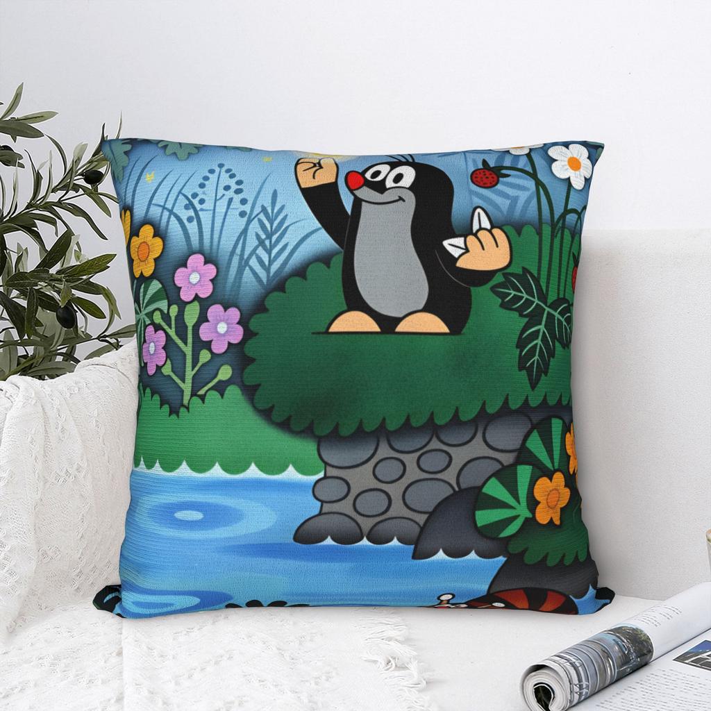 Pillow Case Cute The Little Mole art Soft  Pillow Cover For Sofa Bedroom Home Decor Funny Pillowcases