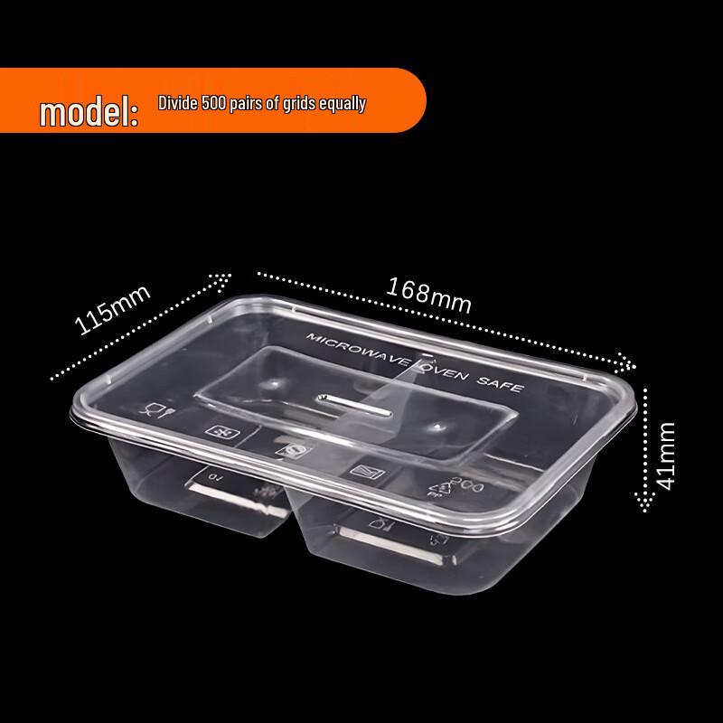 Jiwanggu Disposable 500ml 2-Compartment Food Containers with Lids