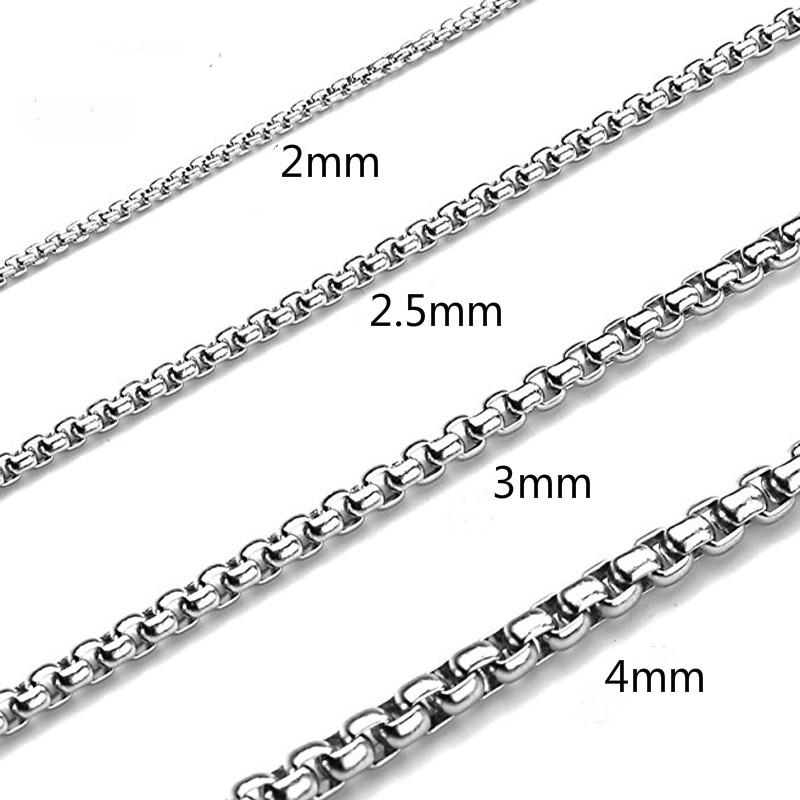 2MM 2.5MM 3MM Box Chains Stainless Steel Necklace DIY Long Necklaces Zircon for Women Men Statement 45CM-75CM