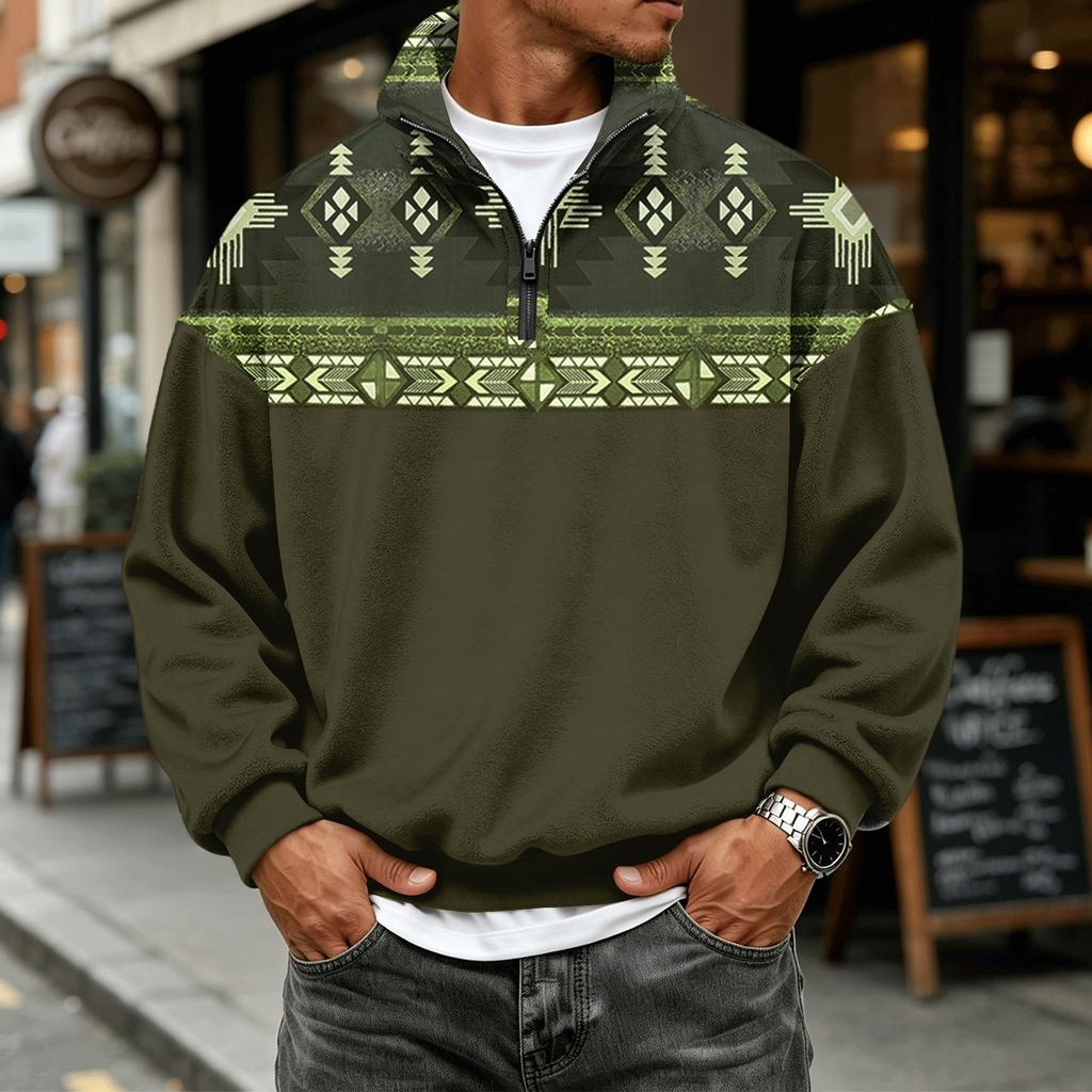 Men's Casual Flannel 1/4 Zip Long Sleeve Sweatshirt for Everyday Wear