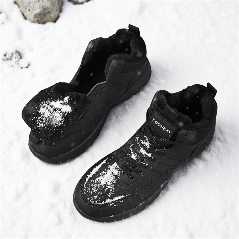 Men's Fleece Warm Men Snow Boots and Comfortable Soft Anti Slip Hiking Shoes Men's Versatile Trendy Casual Sports Shoes