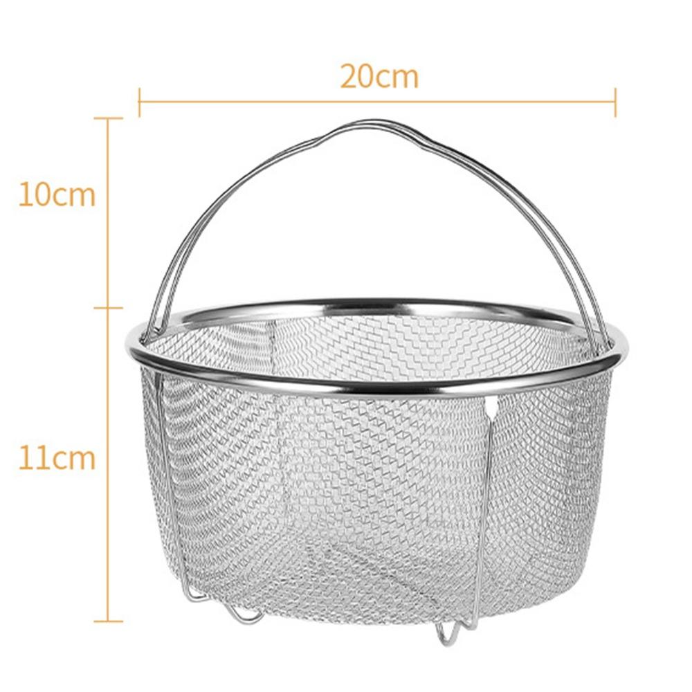 Stainless Steel Steamer Basket Round Folding Handles Mesh Colander 20x21cm Heat Resistance Frying Basket Pastas