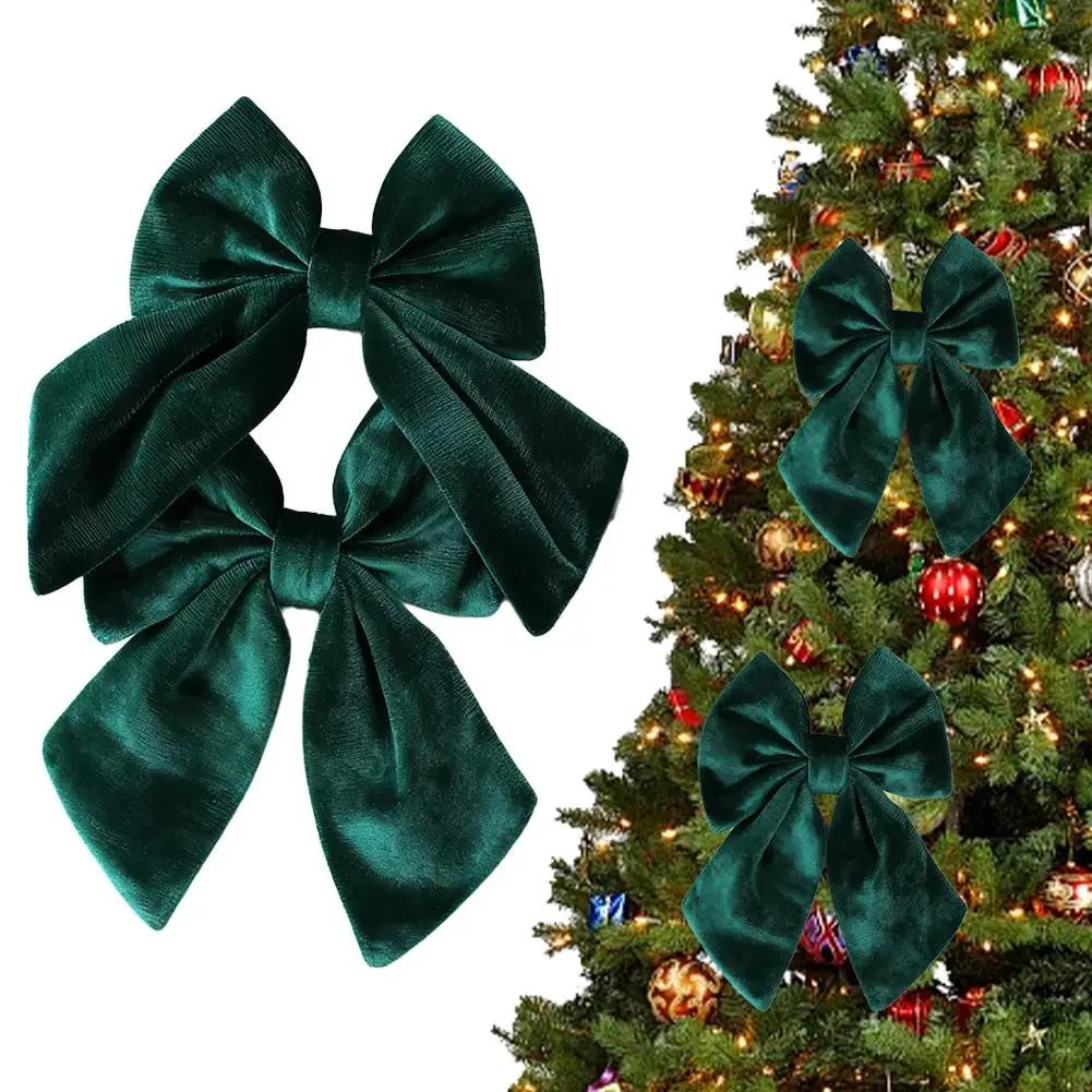 Ribbon Bows Christmas Tree Velvet Bows Red Christmas Ribbon Bows For Xmas Home Decor Tree Wreaths Gift DIY Festive Winter S4D5