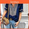 Stunning Womens Vintage Striped V Neck Loose Shirt Tops Half Sleeve Boho Blouse Plus Size