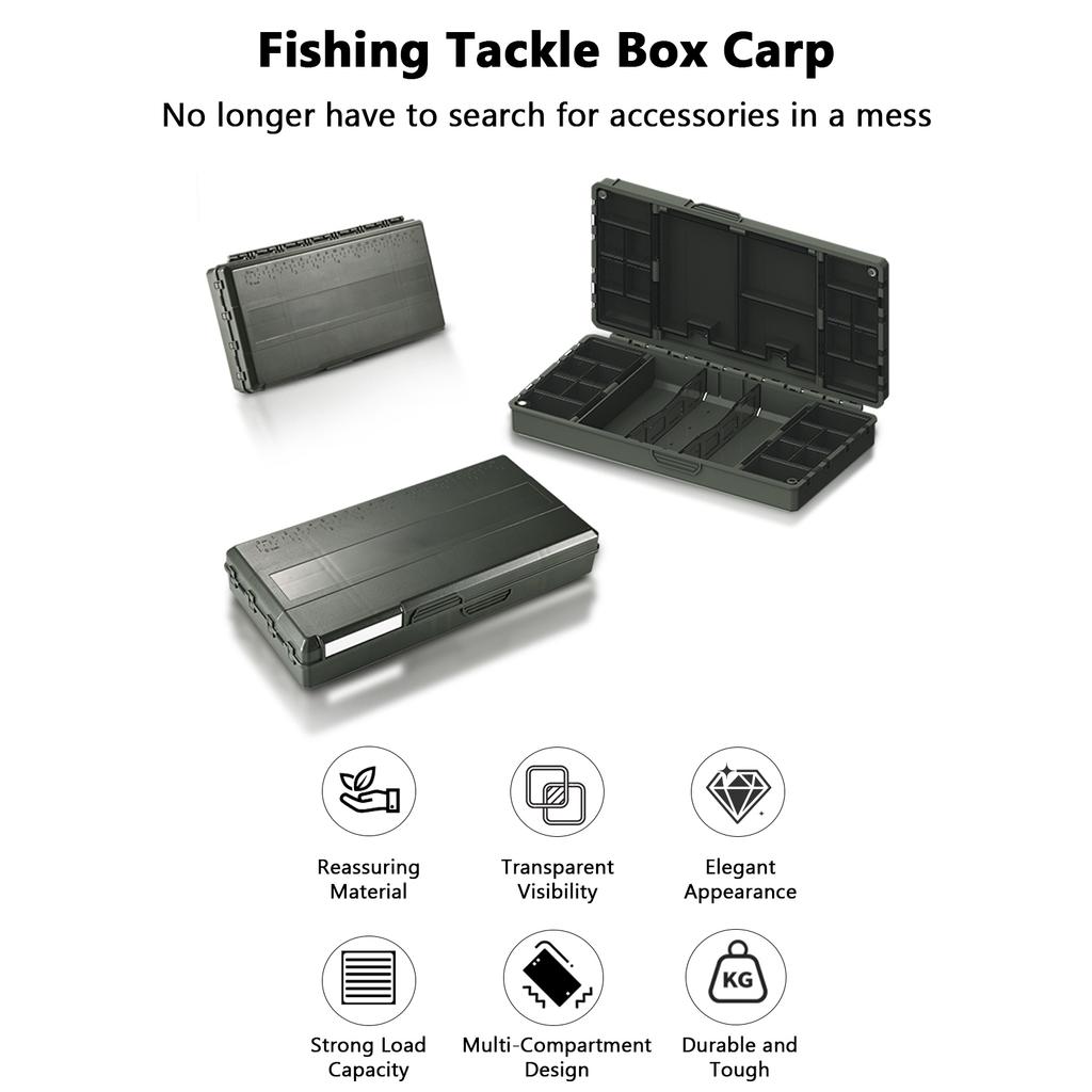 Fishing Tackle Box Carp Fishing Equipment Transparent Tackle Box with Scale Measured Multiple Compartments Fishing