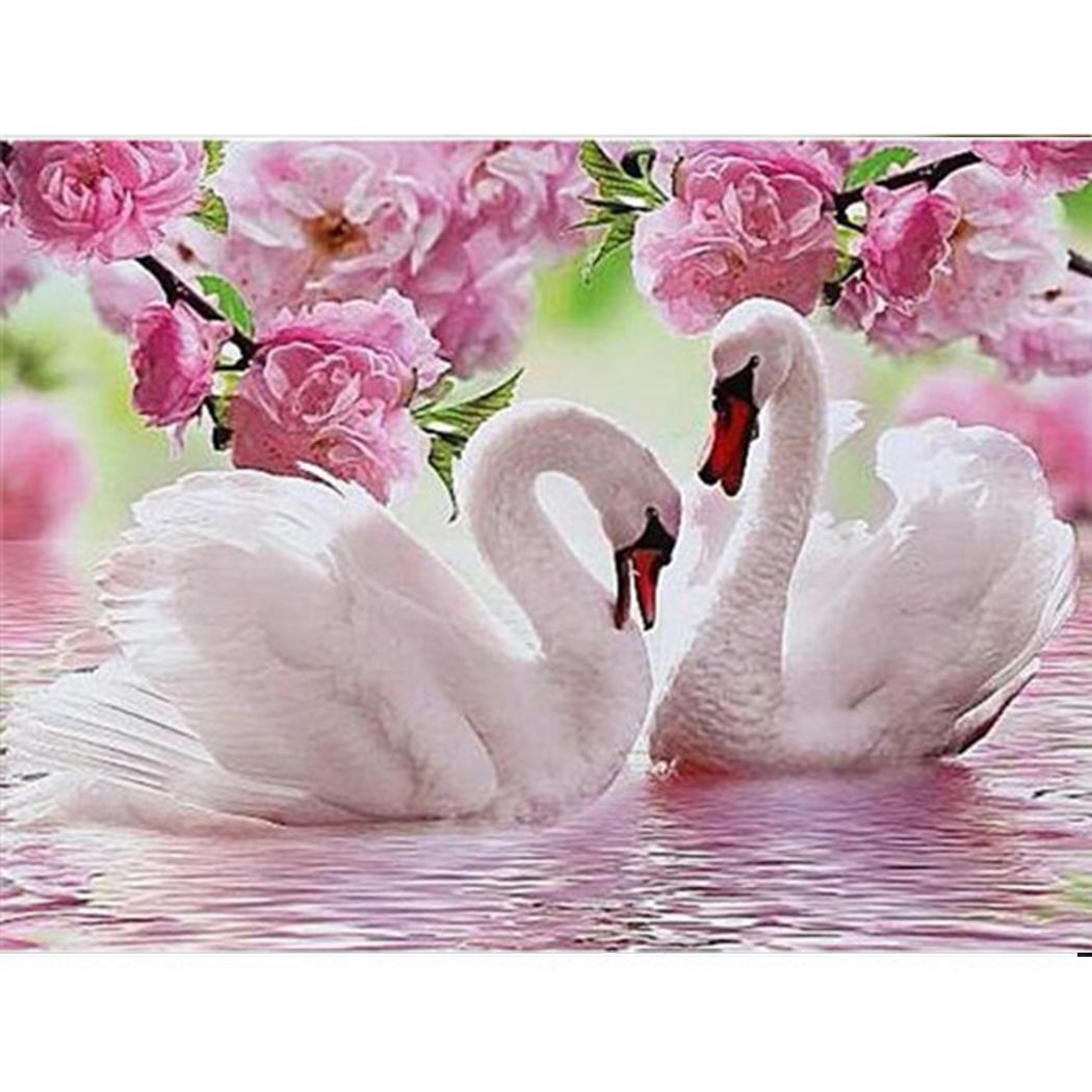 

HUACAN 5D DIY Алмазная картина Вышивка Лебедь Кристалл Рисунок Рукоделие Подарок Полный алмаз 20*30 cm full drill