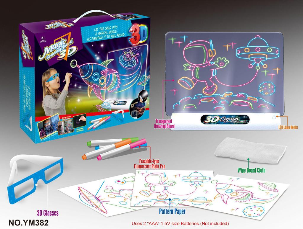 3D LED Fluorescent Children's Drawing Board – Multifunctional Early Education Luminous Toy