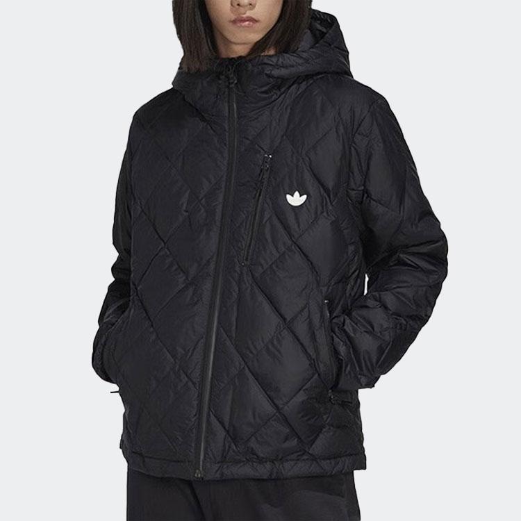Adidas Originals Solid Color Logo Hooded Down Jacket Men Outerwear Black HL9205