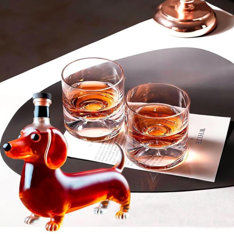 Dackel Hund Whiskeyflasche, 3D Lustige Glas Dackel Whiskeyflasche, Hund Dekanter Weinbehälter für Whiskey-Liebhaber Hunde-Liebhaber
